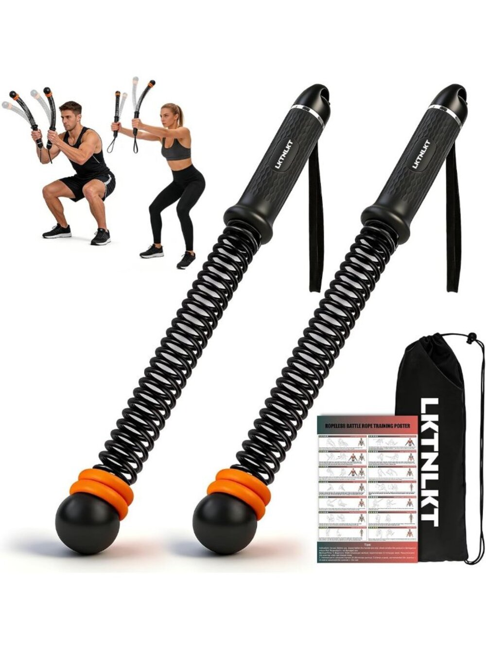 Adjustable Weighted Ropeless Battle Ropes - Portable Home Gym Equipment for HIIT